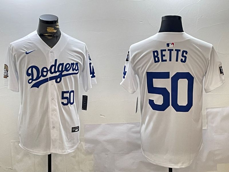 Men Los Angeles Dodgers #50 Betts White Game 2024 Nike MLB Jersey style 11202